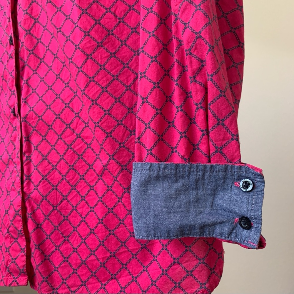 Tommy Hilfiger Women's Long Sleeve Button Up Classic Shirt Cotton Pink L *Flaw - Picture 5 of 16